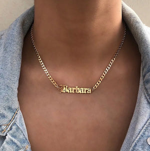 Name Necklace Personalized Cuban Chain Stainless Steel