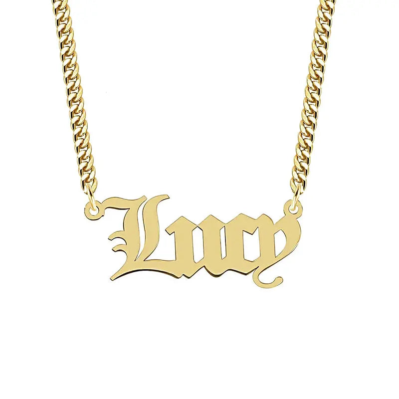 Name Necklace Personalized Cuban Chain Stainless Steel