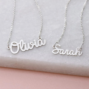 Custom Cursive Nameplate Necklace Stainless Steel Personalized Gift
