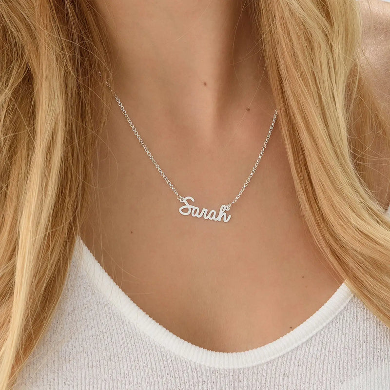 Custom Cursive Nameplate Necklace Stainless Steel Personalized Gift