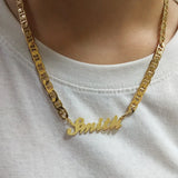 Personalized Name Necklace Flat Chain Stainless Steel Men Women Jewelry Gift