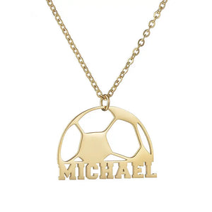 Kids Football Necklace Personalized Stainless Steel Name Pendant