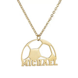 Kids Football Necklace Personalized Stainless Steel Name Pendant