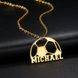 Kids Football Necklace Personalized Stainless Steel Name Pendant