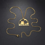 Kids Football Necklace Personalized Stainless Steel Name Pendant