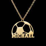 Kids Football Necklace Personalized Stainless Steel Name Pendant