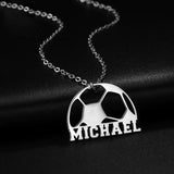 Kids Football Necklace Personalized Stainless Steel Name Pendant