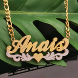 Personalized Name Necklace Silver Plated Stainless Steel Double Necklace