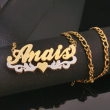 Personalized Name Necklace Silver Plated Stainless Steel Double Necklace