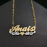 Personalized Name Necklace Silver Plated Stainless Steel Double Necklace