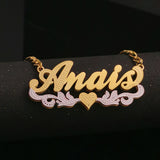 Personalized Name Necklace Silver Plated Stainless Steel Double Necklace