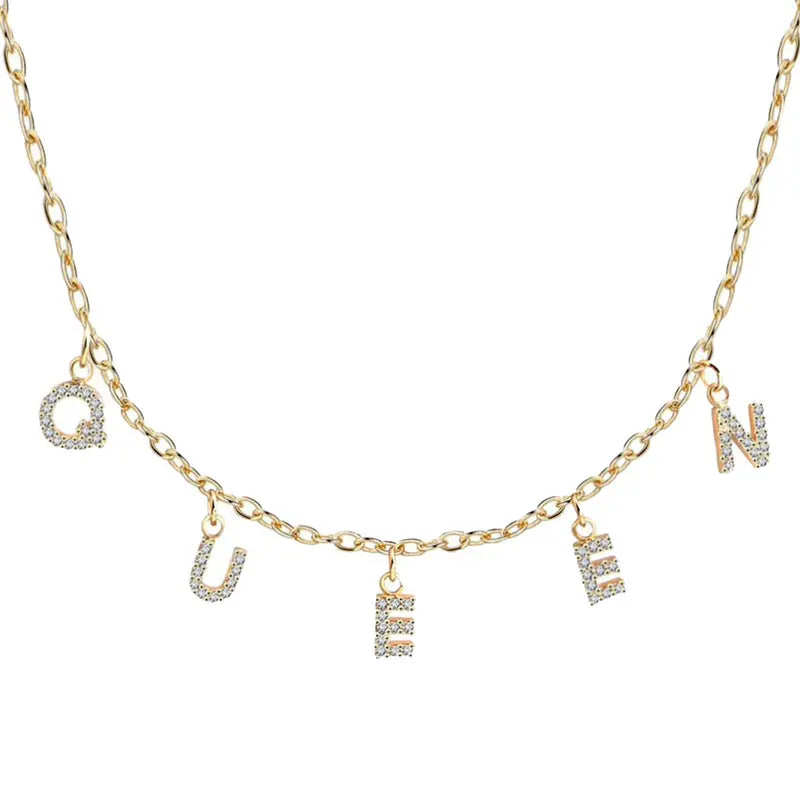Personalized Crystal Initial Letter Necklace for Women Girls