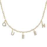 Personalized Crystal Initial Letter Necklace for Women Girls