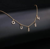 Personalized Crystal Initial Letter Necklace for Women Girls