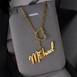 Personalized Heart Letter Charms Name Plate Necklace