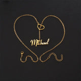 Personalized Heart Letter Charms Name Plate Necklace