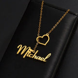Personalized Heart Letter Charms Name Plate Necklace