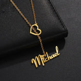 Personalized Heart Letter Charms Name Plate Necklace