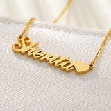 Personalized Heart Pendant Necklace Stainless Steel Nameplate Choker