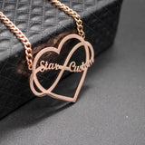 Personalized Name Necklace Infinity Heart Pendant Cuban Chain Valentine'S Gift