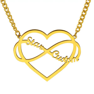 Personalized Name Necklace Infinity Heart Pendant Cuban Chain Valentine'S Gift