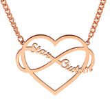 Personalized Name Necklace Infinity Heart Pendant Cuban Chain Valentine'S Gift