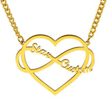 Personalized Name Necklace Infinity Heart Pendant Cuban Chain Valentine'S Gift