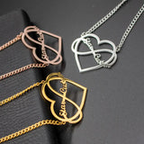 Personalized Name Necklace Infinity Heart Pendant Cuban Chain Valentine'S Gift