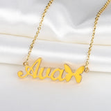 Child Butterfly Name Necklace Personalized Stainless Steel Jewelry