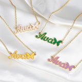Child Butterfly Name Necklace Personalized Stainless Steel Jewelry
