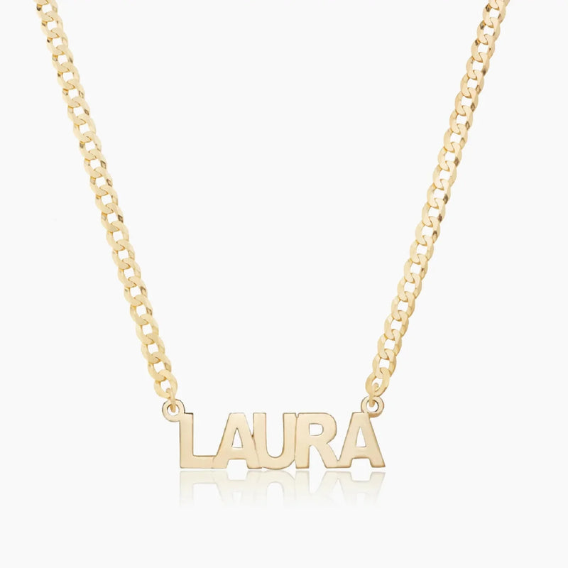 Personalized Name Necklace with 3mm Cuban Chain Stainless Steel Pendant