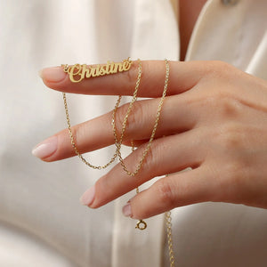 Personalized Name Necklace Stainless Steel Cursive Nameplate Dainty Custom
