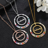 Personalized Name Necklace with Birthstone Stainless Steel Pendant