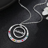 Personalized Name Necklace with Birthstone Stainless Steel Pendant