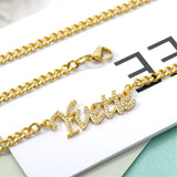 Personalized Nameplate Zircon Pendant Necklace