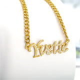 Personalized Nameplate Zircon Pendant Necklace
