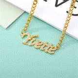 Personalized Nameplate Zircon Pendant Necklace