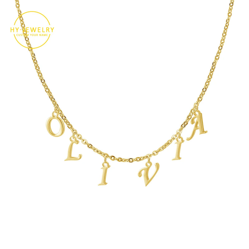 Name Necklace Personalized Dangle Letter Choker Stainless Steel Pendant