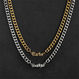 Personalized Old English Necklace with 8mm Cuban Chain for Men
