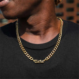 Personalized Old English Necklace with 8mm Cuban Chain for Men