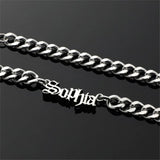Personalized Old English Necklace with 8mm Cuban Chain for Men