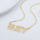 Personalized Outline Modern Cut Out Number Letter Necklace Women Nameplate