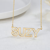 Personalized Outline Modern Cut Out Number Letter Necklace Women Nameplate