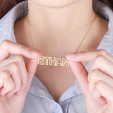 Personalized Outline Modern Cut Out Number Letter Necklace Women Nameplate