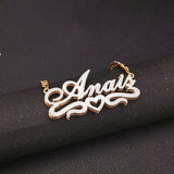 Personalized Heart Name Necklace, Stainless Steel Cuban Chain for Women