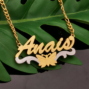 Animal Double Layer Name Necklace Stainless Steel Chain Women Jewelry