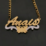 Animal Double Layer Name Necklace Stainless Steel Chain Women Jewelry