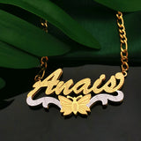Animal Double Layer Name Necklace Stainless Steel Chain Women Jewelry