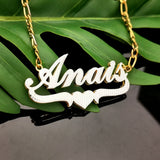 Personalized Name Necklace with Heart Chain