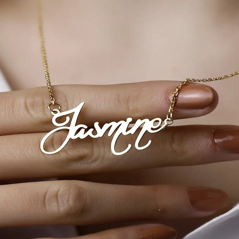 Personalized Name Necklace Stainless Steel Pendant Choker Chain for Women